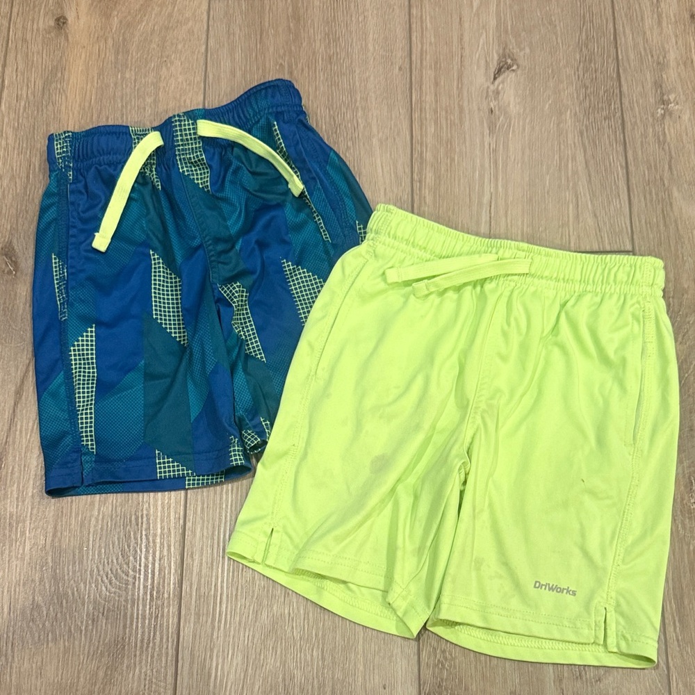 Athletic Works Blue and Neon Green Kids Shorts